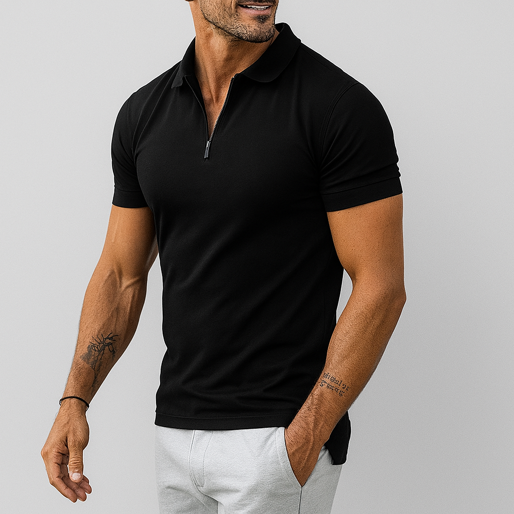Męska koszulka polo slim fit z zamkiem, idealna na casualowe wyjścia. Dostępna w wielu kolorach.