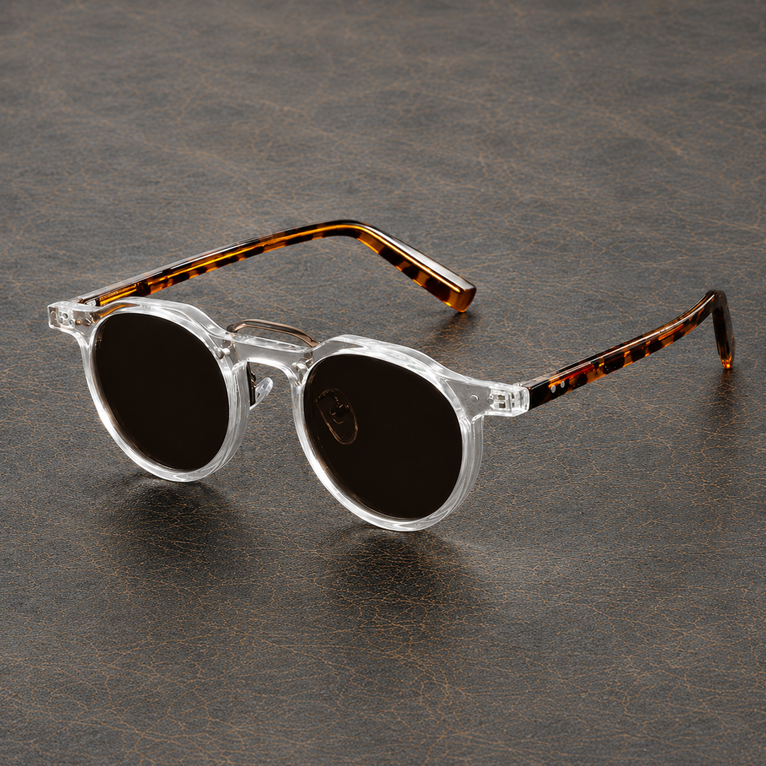 Uniwersalne okulary przeciwsłoneczne retro, okrągłe, z ciemnymi szkłami, modny dodatek.