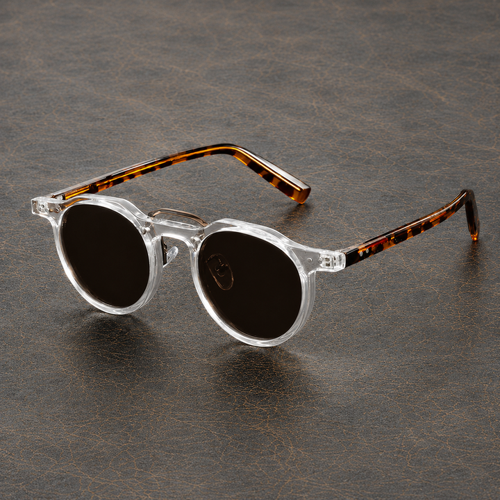 Uniwersalne okulary przeciwsłoneczne retro, okrągłe, z ciemnymi szkłami, modny dodatek.