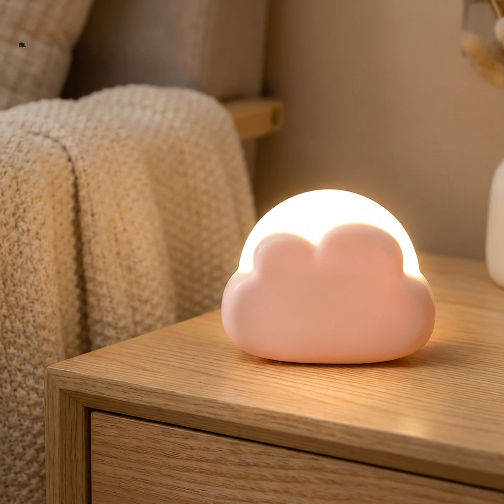Dziecięca lampka nocna LED Chmurka Nimbella, biała, bezpieczna, z regulacją jasności, ładowana USB.