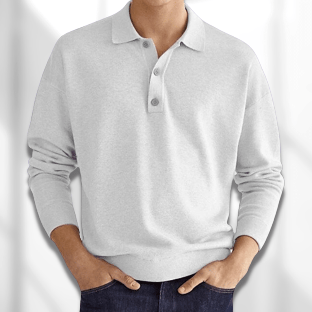 Męska koszulka polo z długim rękawem, nowoczesny design, łączy casualowy styl z elegancją.
