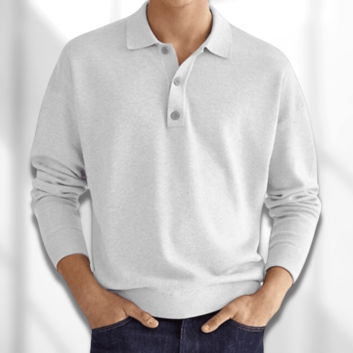 Męska koszulka polo z długim rękawem, nowoczesny design, łączy casualowy styl z elegancją.
