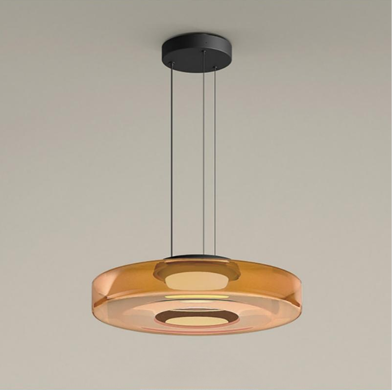 Szklana lampa sufitowa Bauhaus, szara, idealna do nowoczesnych salonów i jadalni.