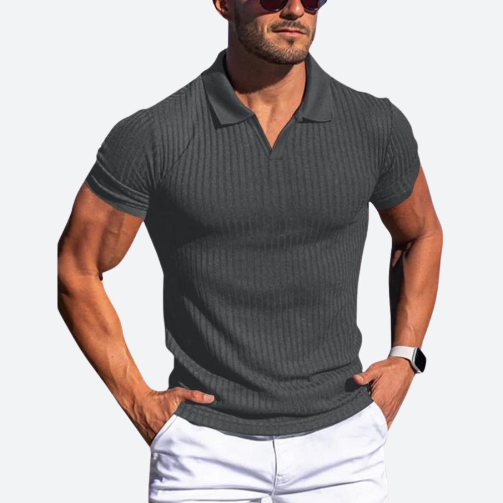 Męska koszulka polo slim fit. Elegancka i modna odzież casual, zapewniająca komfort oraz oddychający materiał.