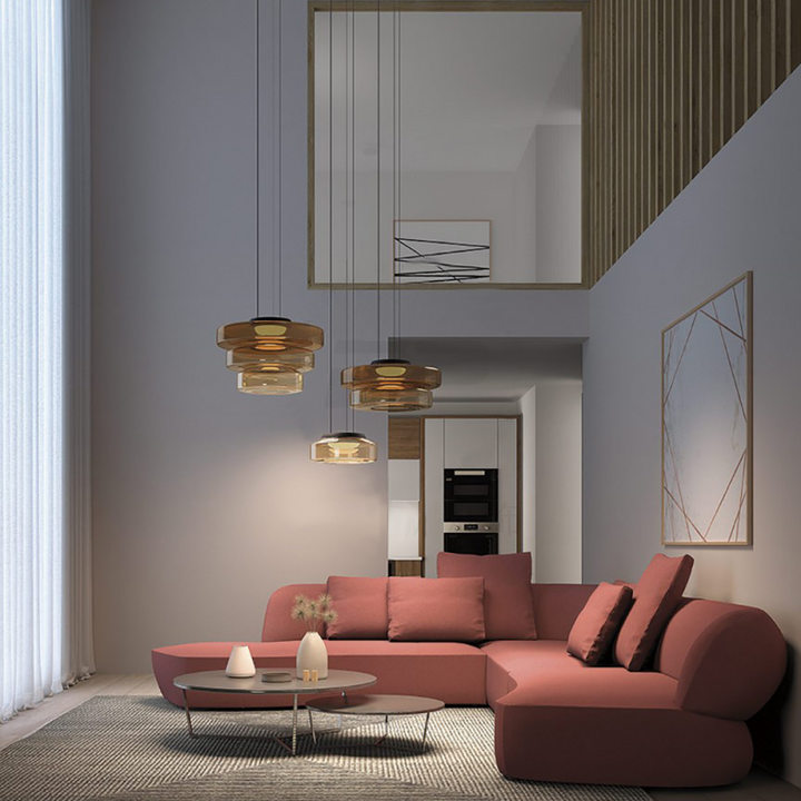 Oświetlenie sufitowe Bauhaus, nowoczesna lampa szklana, design i funkcjonalność.