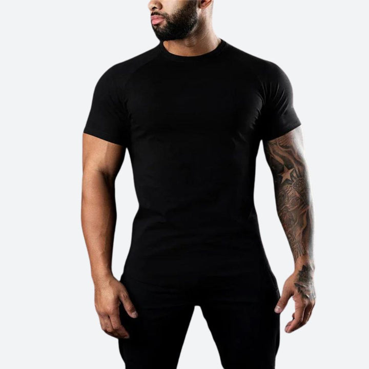 Oddychający męski t-shirt z krótkim rękawem, komfortowy na lato, uniwersalny do wielu stylizacji.