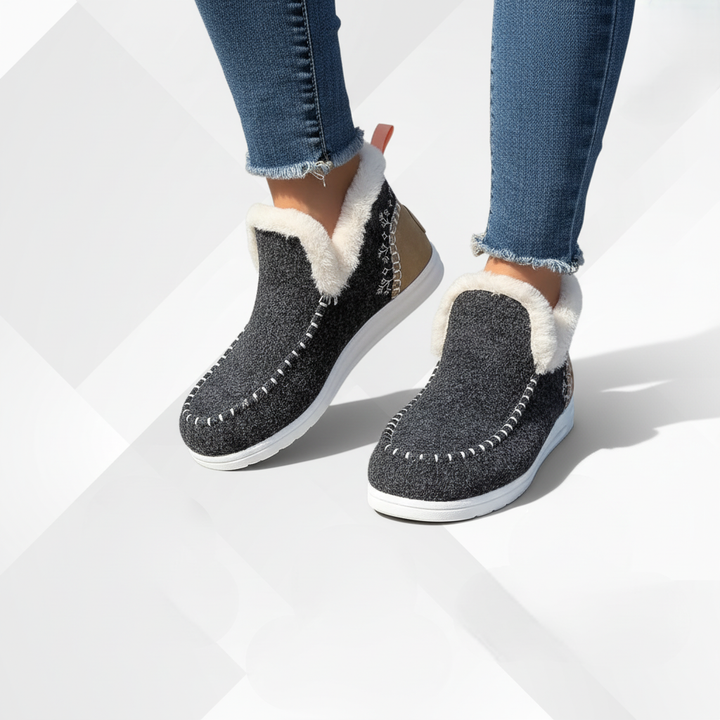 Antypoślizgowe zimowe buty damskie ComfyGlide z grubą podeszwą. Wygodne, ciepłe pantofle z amortyzacją.