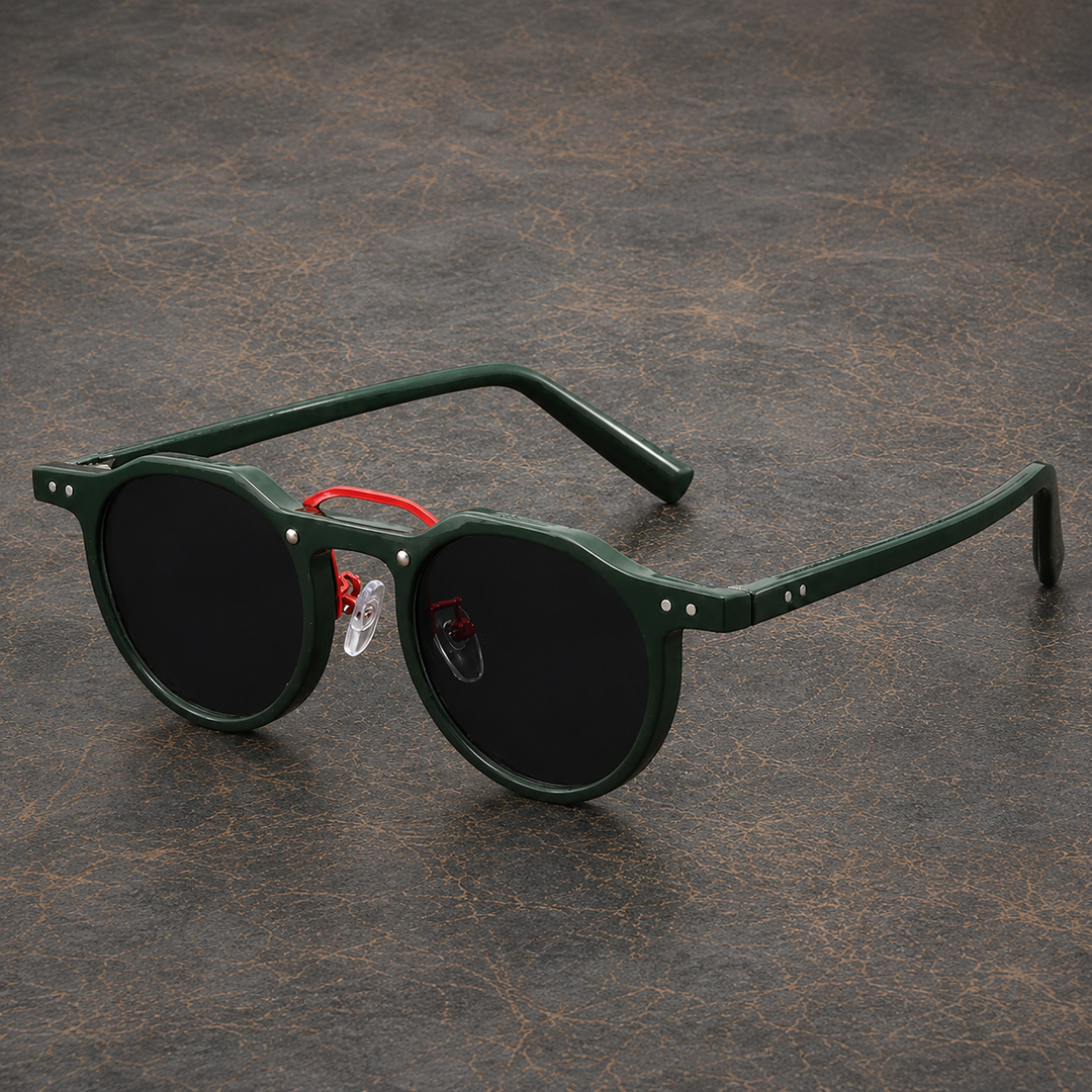 Unisex okulary przeciwsłoneczne okrągłe z ciemnymi szkłami, idealne na lato, ochrona UV.