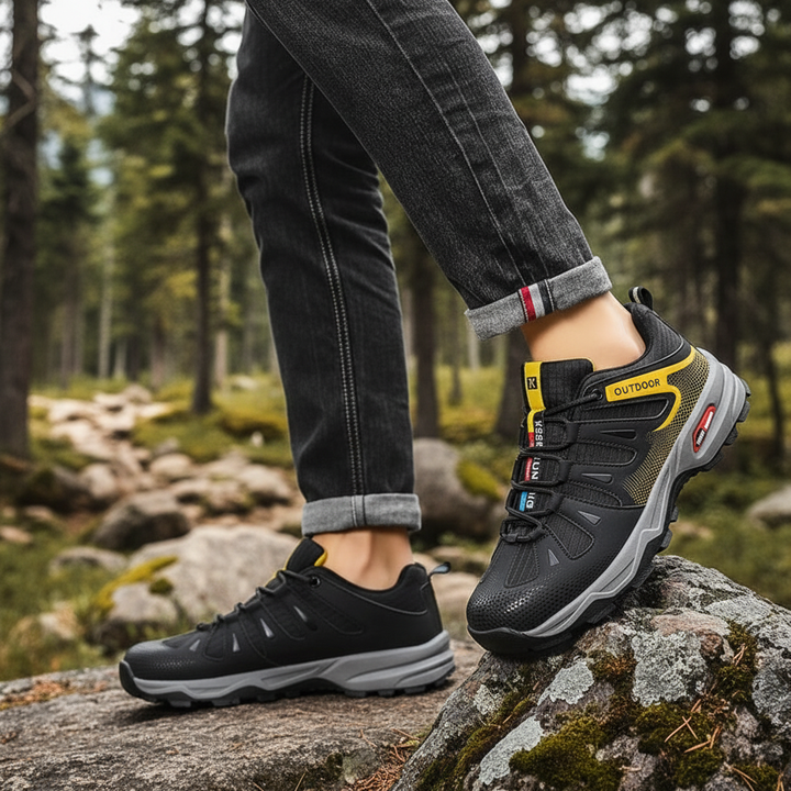 Męskie buty trekkingowe Dale. Czarne obuwie outdoorowe z gumową podeszwą, idealne na szlak i wędrówki. Komfort i pewny krok.