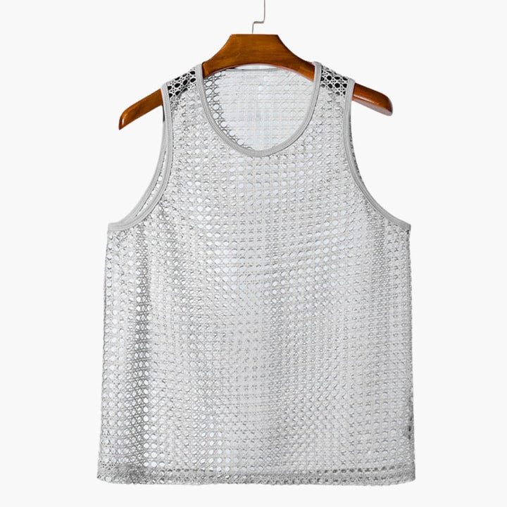 Męski tank top siatkowy, lekki bezrękawnik sportowy. Przewiewny i komfortowy, idealny na trening i lato.