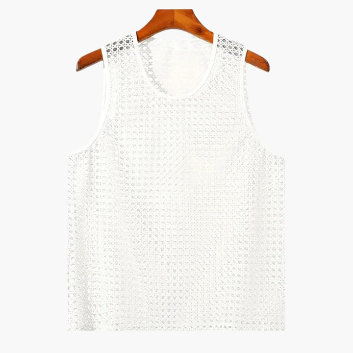 Uniwersalny męski tank top siatkowy. Lekki i komfortowy bezrękawnik do sportu, fitnessu i na co dzień. Odzież męska.