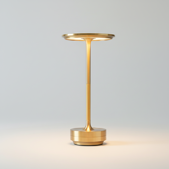 Designerska lampka stołowa Aurabright. Bezprzewodowa, ściemniana LED tworzy nastrój. Ładowana USB, idealna na taras.