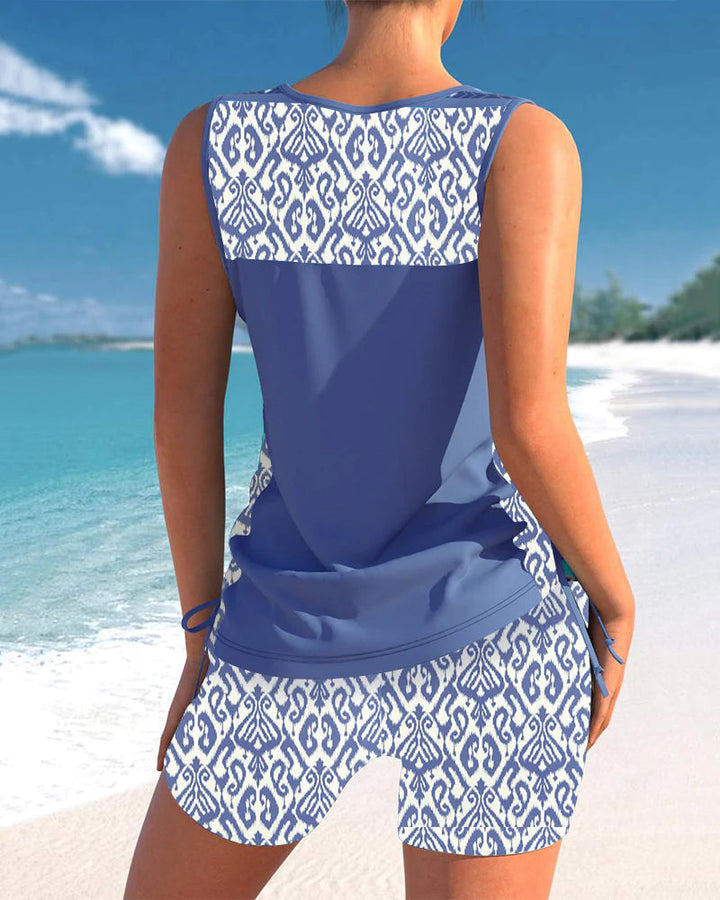 Elegancki damski strój kąpielowy tankini 2-częściowy V-neck, top bez rękawów. Idealny na plażę, basen i wakacje.