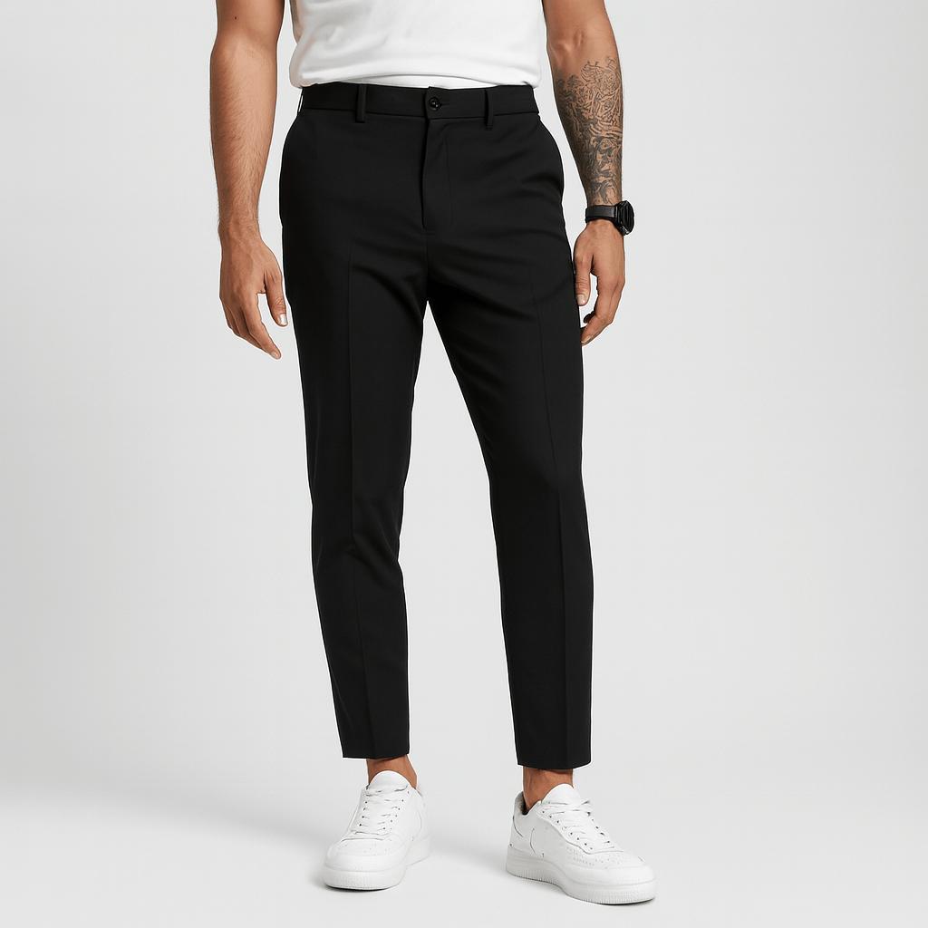 Męskie eleganckie spodnie chino, letnie i wygodne, idealne do stylu smart casual.