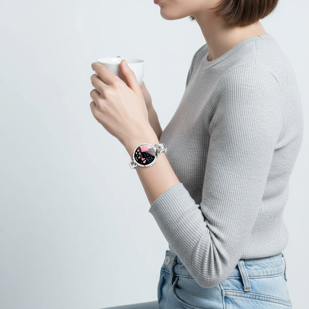 Stylowy damski smartwatch HydroGlow, elegancki design z metalową bransoletą, modny dodatek dla kobiet.
