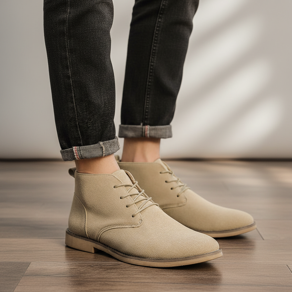 Męskie eleganckie półwysokie buty sznurowane Ivan, idealne obuwie jesienno-zimowe dla komfortu i stylu.