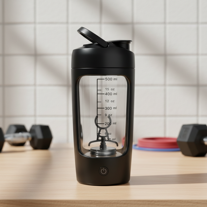 Przenośny elektryczny mikser do napojów ShakePulse z butelką Tritan, idealny do smoothie i koktajli.