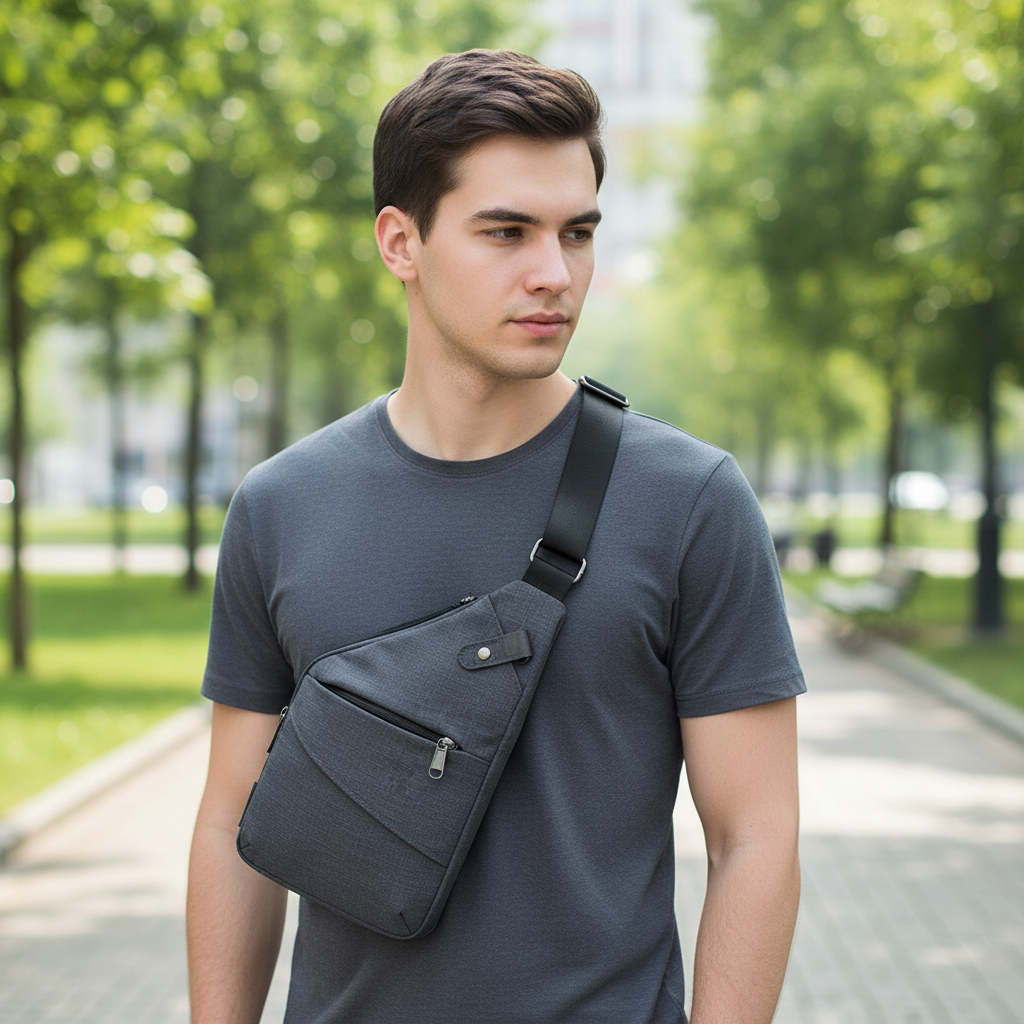 Ergonomiczna torba na ramię SafePack unisex, antykradzieżowa i wodoodporna, idealna na co dzień i w podróż.