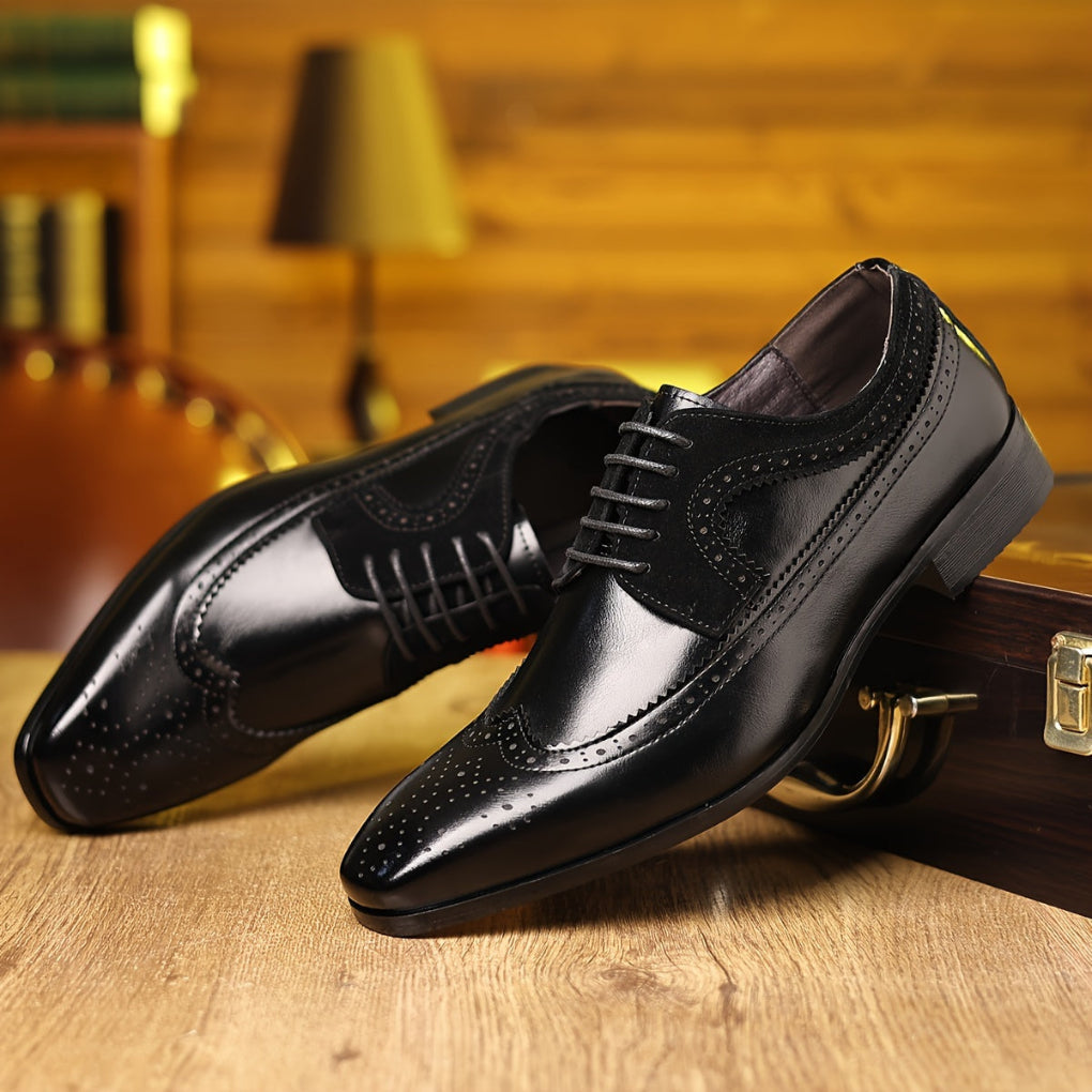 Brązowe skórzane buty męskie eleganckie. Komfortowe obuwie biznesowe do garnituru, idealne na spotkania.