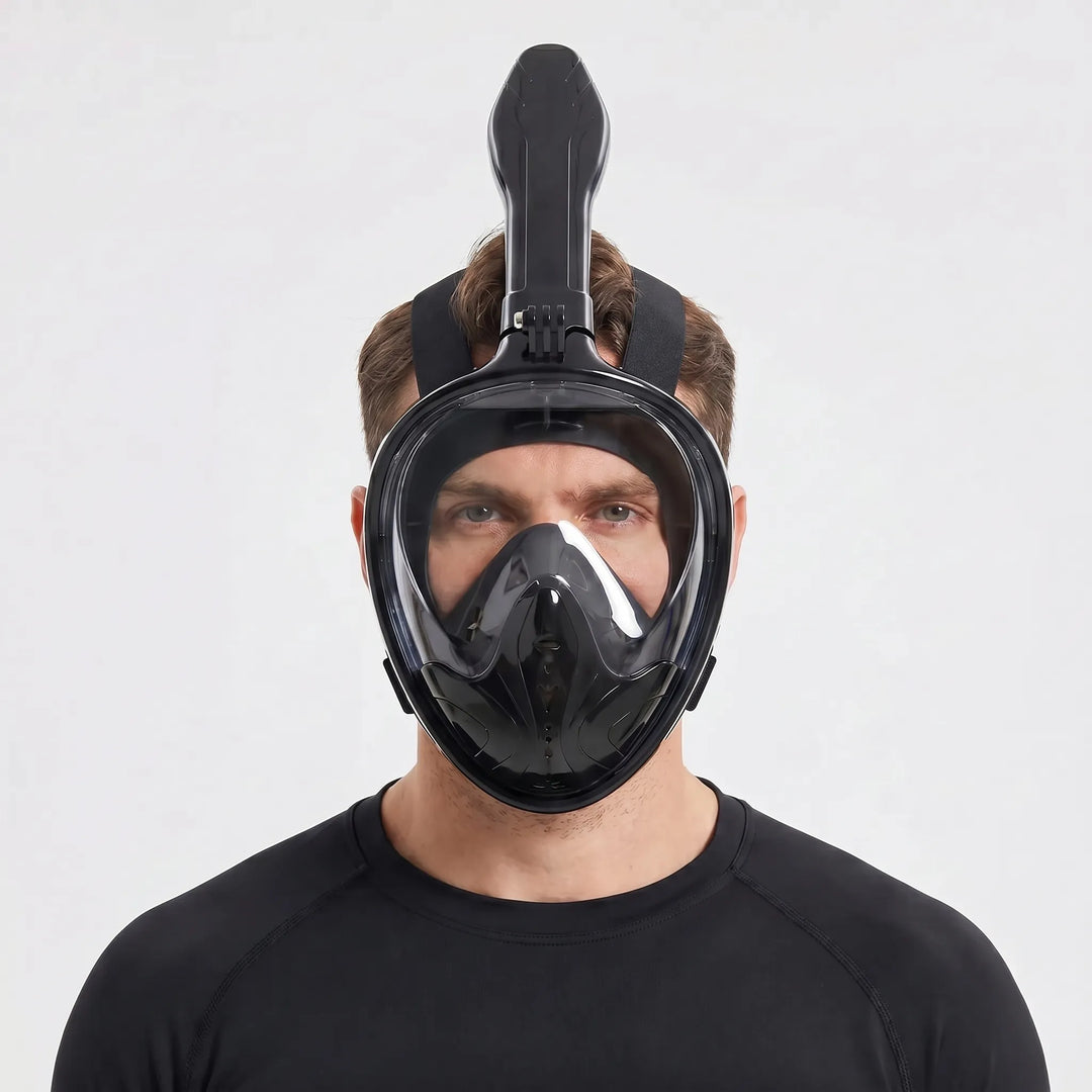 Przezroczysta maska do snorkelingu z czystym widokiem 180°, zapewnia komfort i bezpieczeństwo pod wodą.