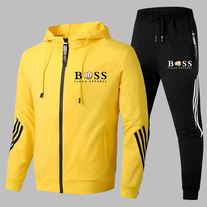 Stylowy komplet dresowy męski: bluza rozpinana i spodnie dresowe. Idealny na trening i codzienny styl.