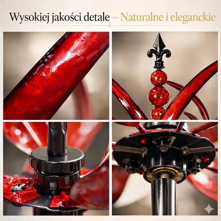 Wirujący wiatrowskaz ogrodowy Kwiat Lotosu, metalowa ozdoba do ogrodu, balkonu, tarasu. Trwały element.