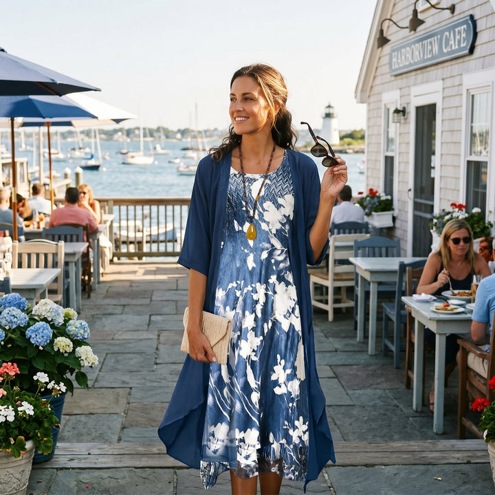 Elegancka, wygodna sukienka midi boho z kolorowym kwiatowym nadrukiem. Idealna na co dzień i specjalne okazje.