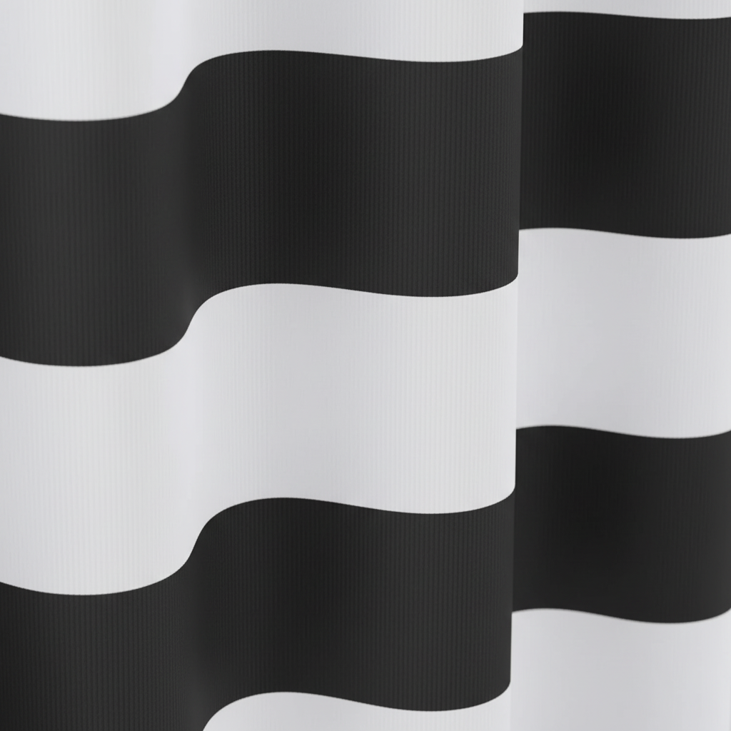 Nowoczesna zasłona prysznicowa z eleganckimi paskami, design WavePanel, dekoracyjna i funkcjonalna do łazienki.