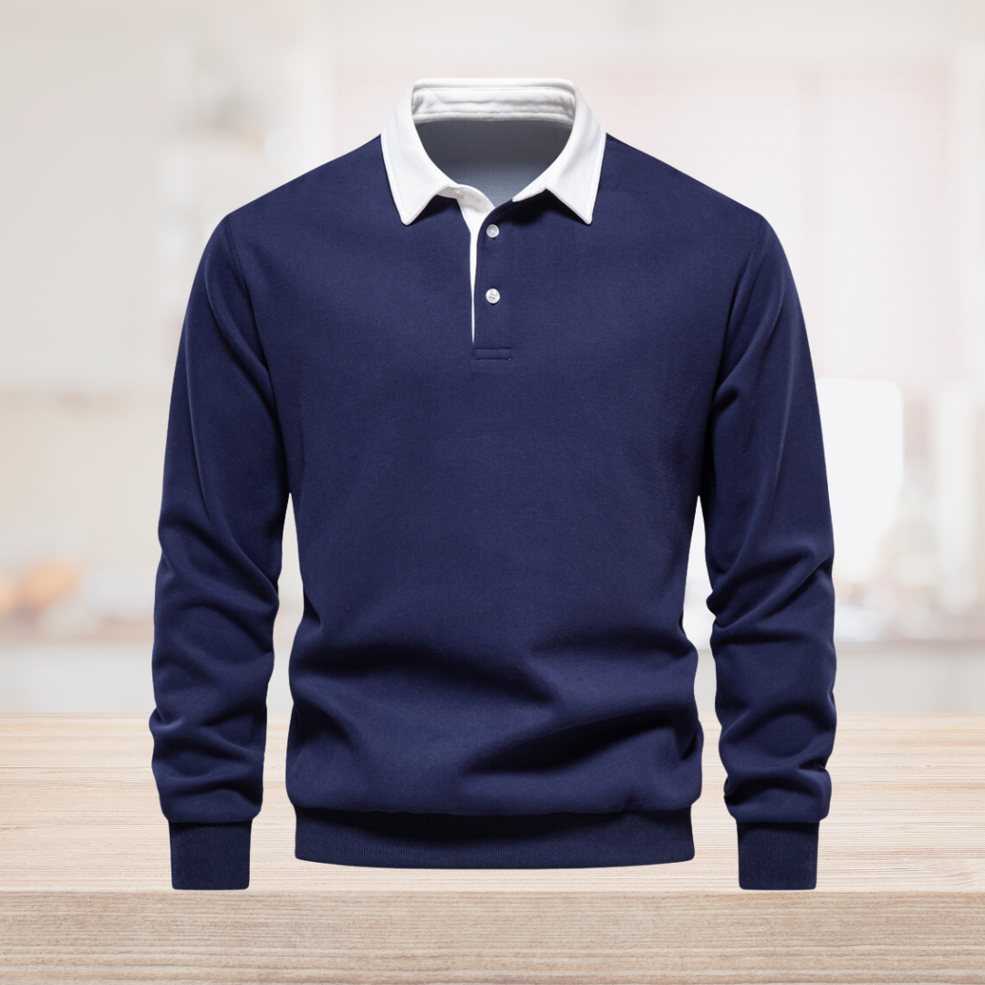 Męska koszulka polo z długim rękawem, idealna na jesień i zimę. Komfortowa odzież męska smart casual.