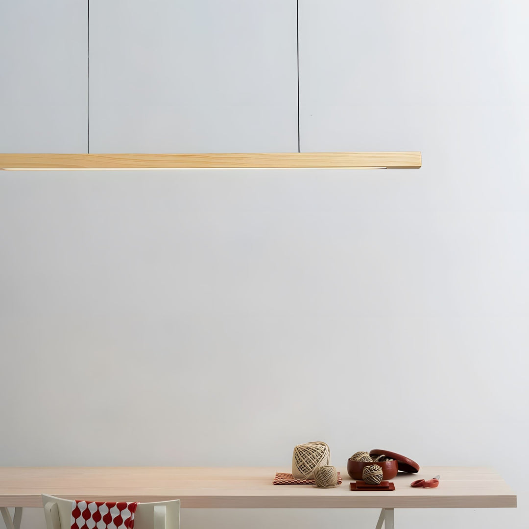Elegancka lampa sufitowa LED z litego drewna. Minimalistyczna, designerskie oświetlenie do salonu/jadalni.