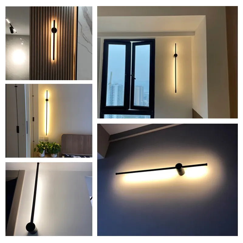 Dekoracyjny kinkiet LED czarny, minimalistyczny design do nowoczesnych wnętrz.