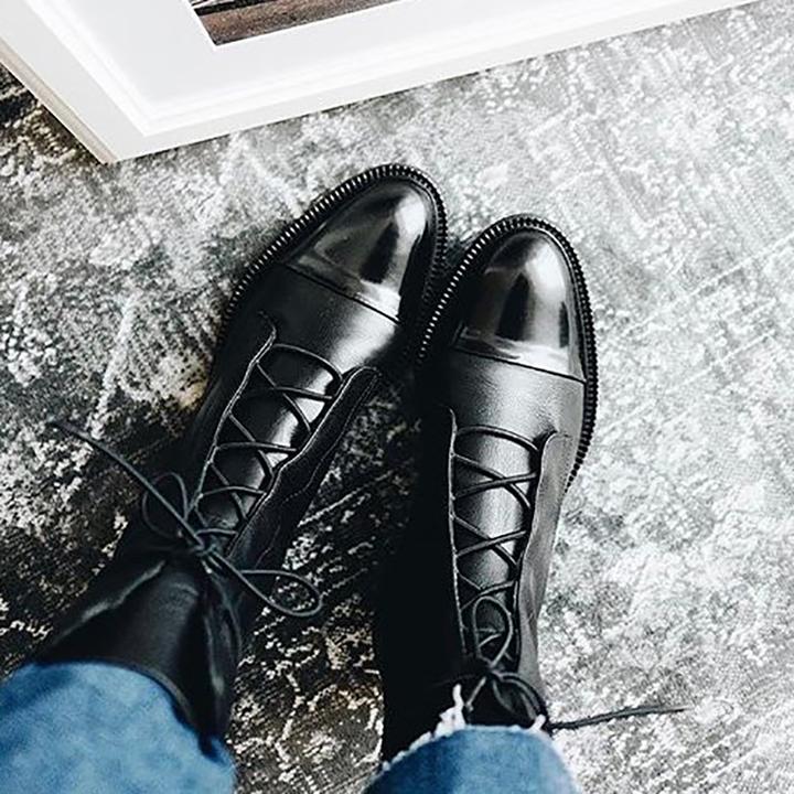 Damskie botki vintage Marvella, sznurowane, eleganckie obuwie na jesień, wygodne i modne.