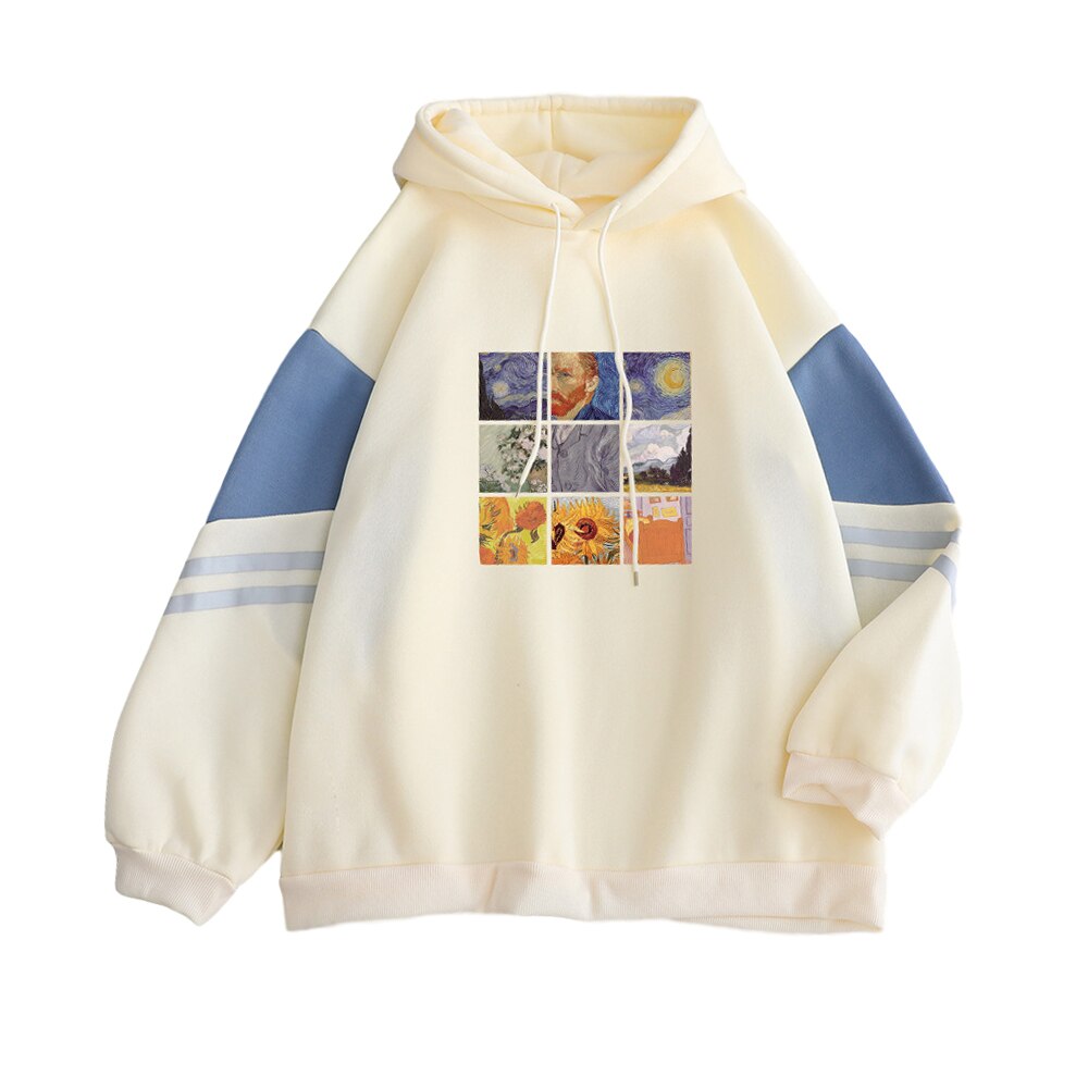 Bluza damska oversize z unikalnymi kolorowymi paskami i kapturem. Stylowy element streetwear.