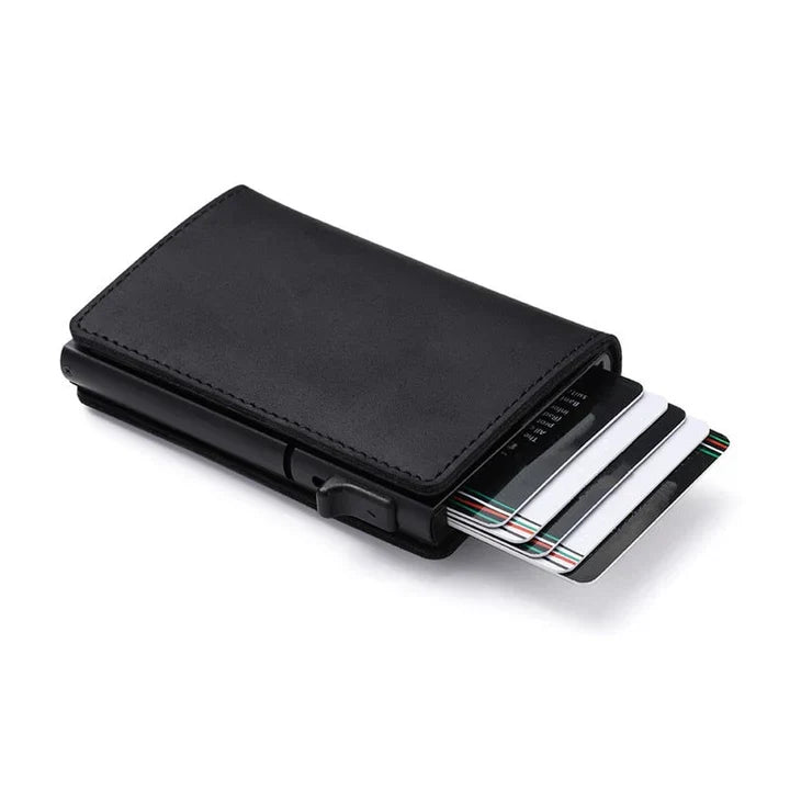Elegancki, męski portfel slim z miejscem na lokalizator i ochroną RFID.