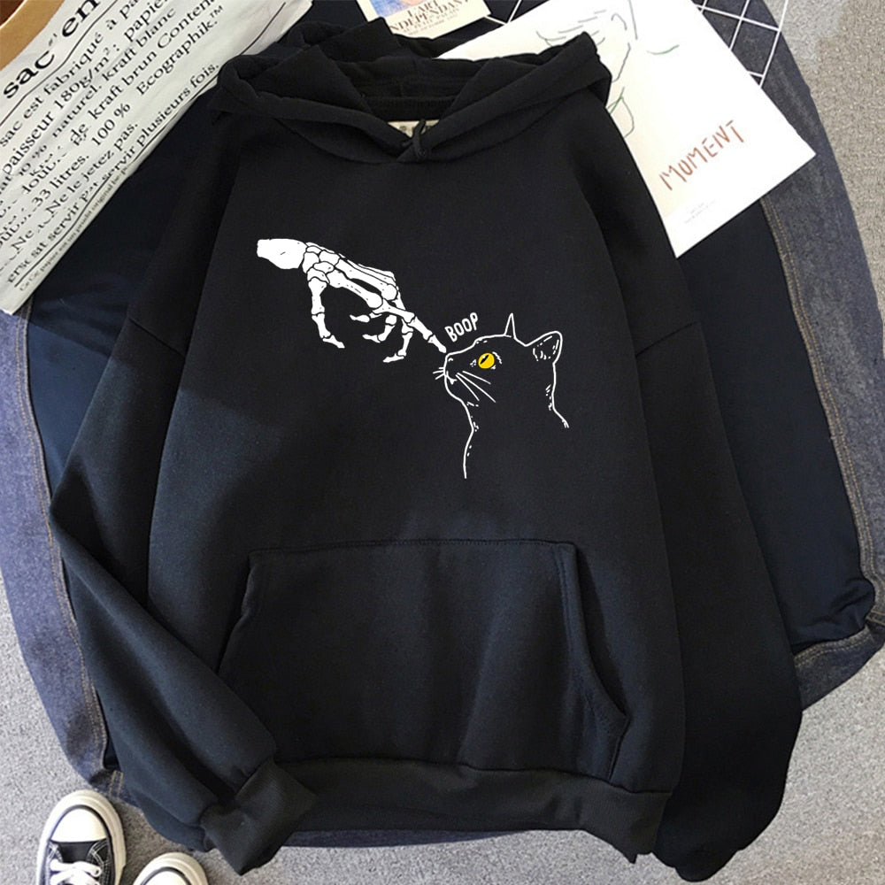 Komfortowa bluza męska z nadrukiem kota, streetwearowy styl, wygodna i modna.