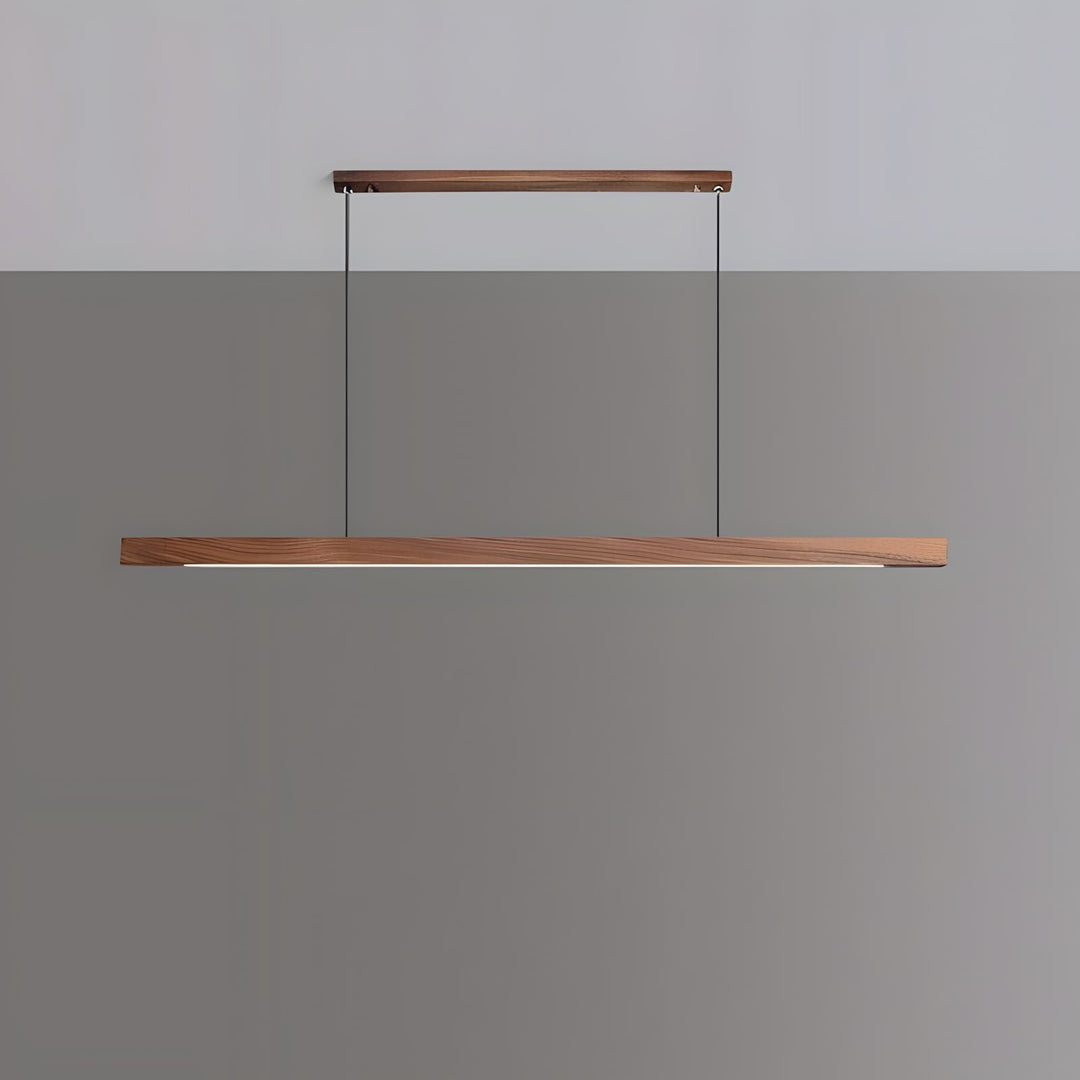 Nowoczesna lampa wisząca LED z litego drewna. Oświetlenie sufitowe z pilotem, minimalistyczna estetyka.