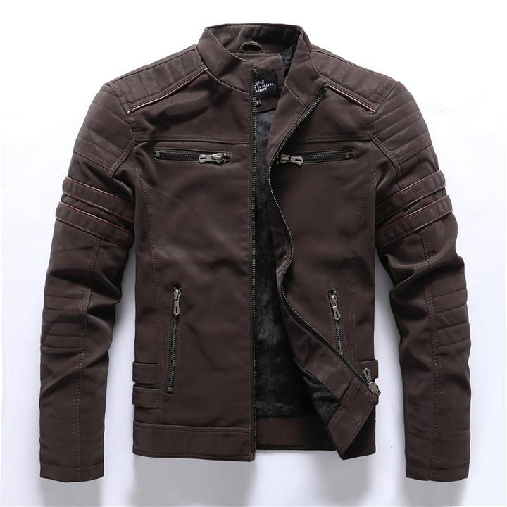 Elegancka kurtka męska Rafael w stylu biker, z modnym wysokim kołnierzem. Idealna jako kurtka casualowa.