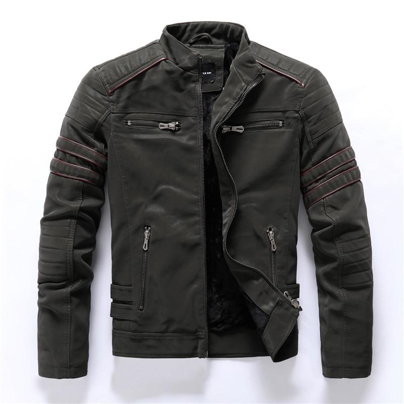 Jesienna kurtka męska Rafael z wysokim kołnierzem, zapewnia wygodę i modny styl biker. Odzież męska.