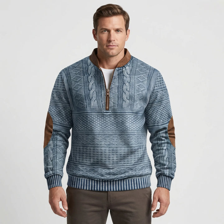 Wygodny męski sweter Enrique z zamkiem 1/4. Stylowa moda męska na co dzień.