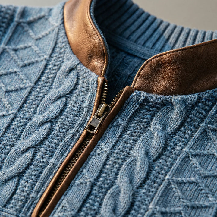 Casualowy sweter męski ze stójką i zamkiem 1/4. Odzież męska, idealny na jesień i zimę.
