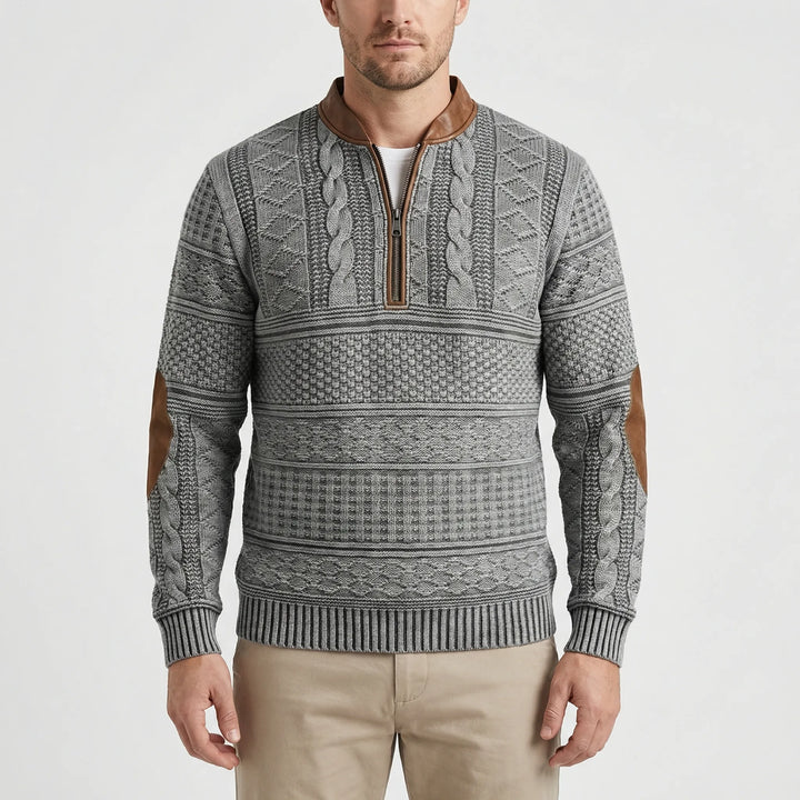 Męski sweter Enrique z zamkiem 1/4. Klasyczny, wygodny sweter ze stójką dla modnych mężczyzn.