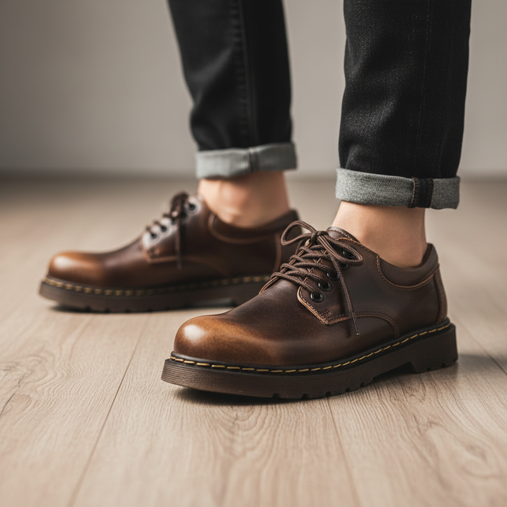 Brązowe męskie eleganckie buty sznurowane Gerald z solidną podeszwą. Komfortowe i stylowe na co dzień.
