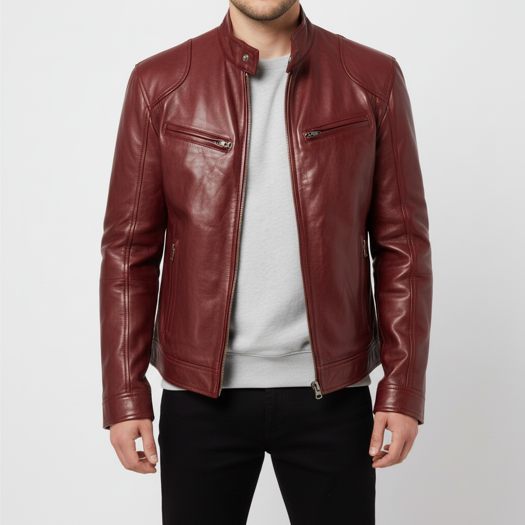 Nowoczesna męska kurtka Spencer slim fit. Czarna, skórzana, szykowna, dla mężczyzn ceniących miejski styl.