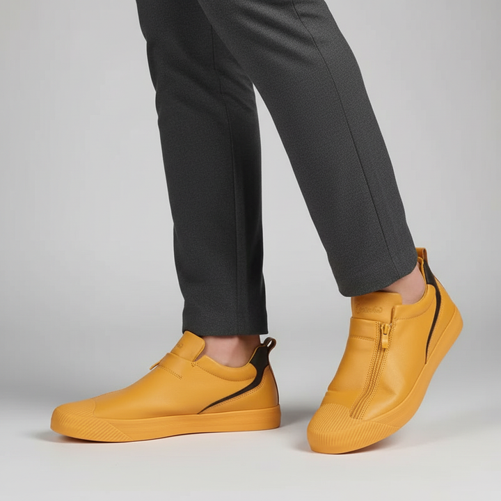 Eleganckie męskie loafersy z zamkiem. Stylowe obuwie wsuwane na wiosnę i jesień. Komfortowe buty męskie.