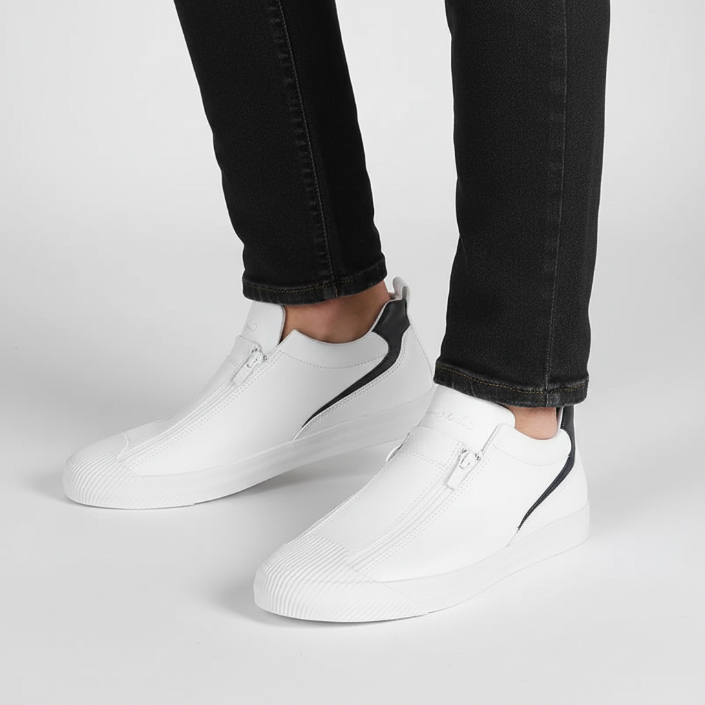 Męskie loafersy z zamkiem – komfortowe i stylowe. Wygodne buty wsuwane, idealne obuwie na wiosnę.