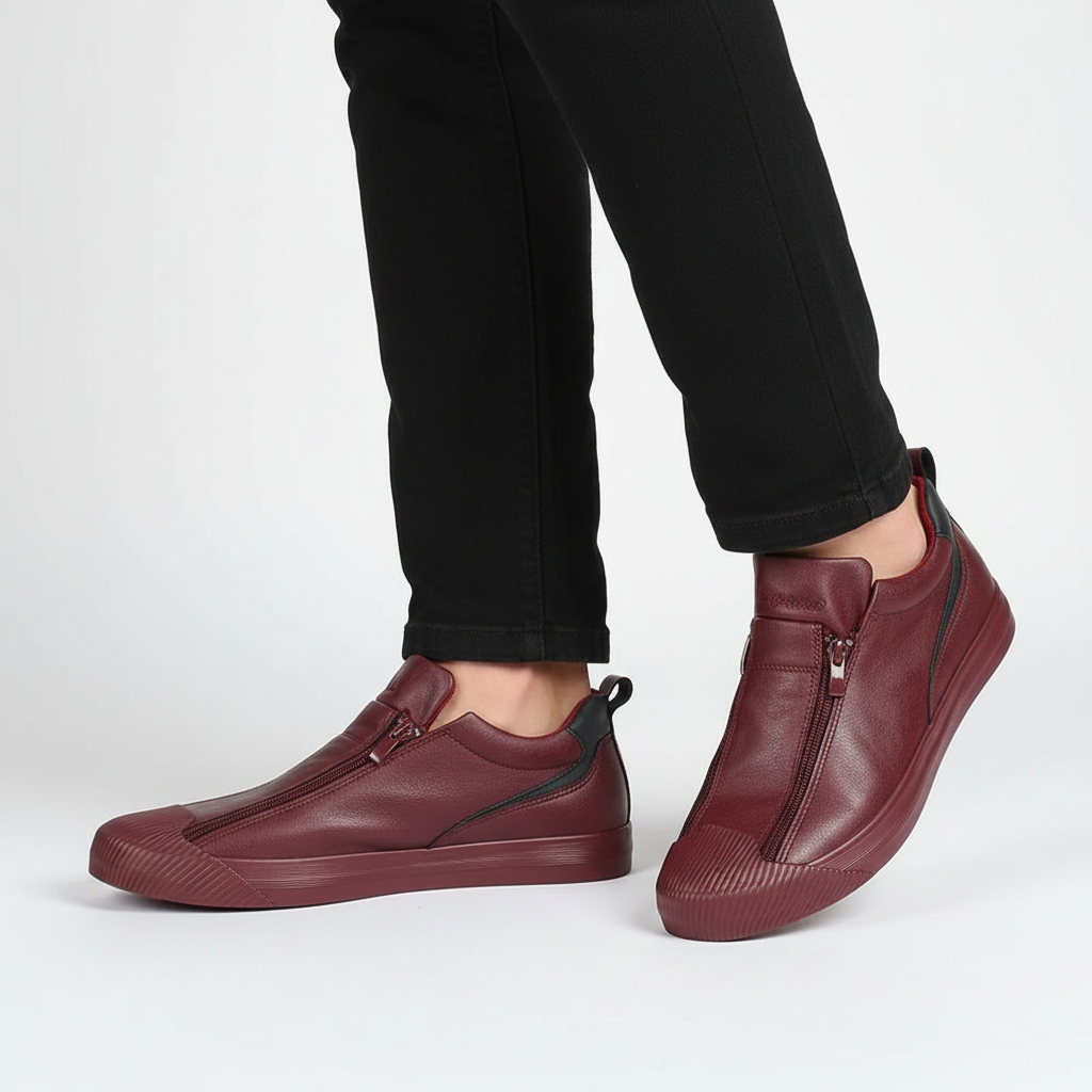 Loafersy męskie z zamkiem błyskawicznym. Codzienne obuwie wsuwane, eleganckie buty casualowe na co dzień.