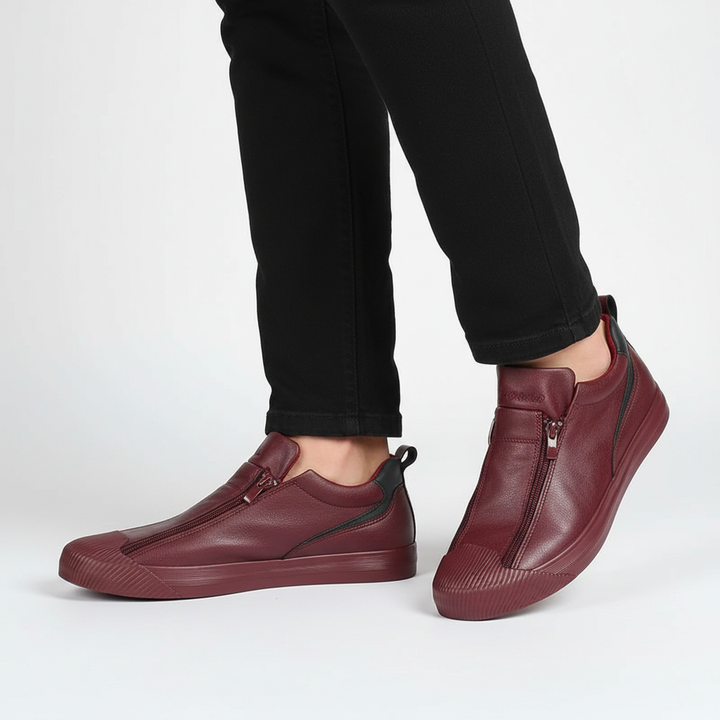 Loafersy męskie z zamkiem błyskawicznym. Codzienne obuwie wsuwane, eleganckie buty casualowe na co dzień.
