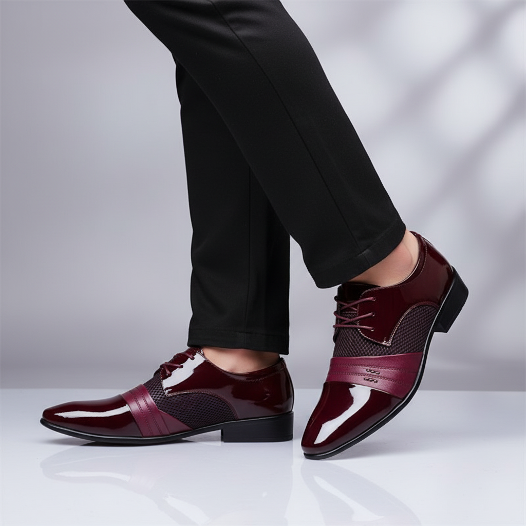 Męskie czarne buty sznurowane ze szpicem. Eleganckie, klasyczne obuwie wizytowe idealne na formalne okazje.