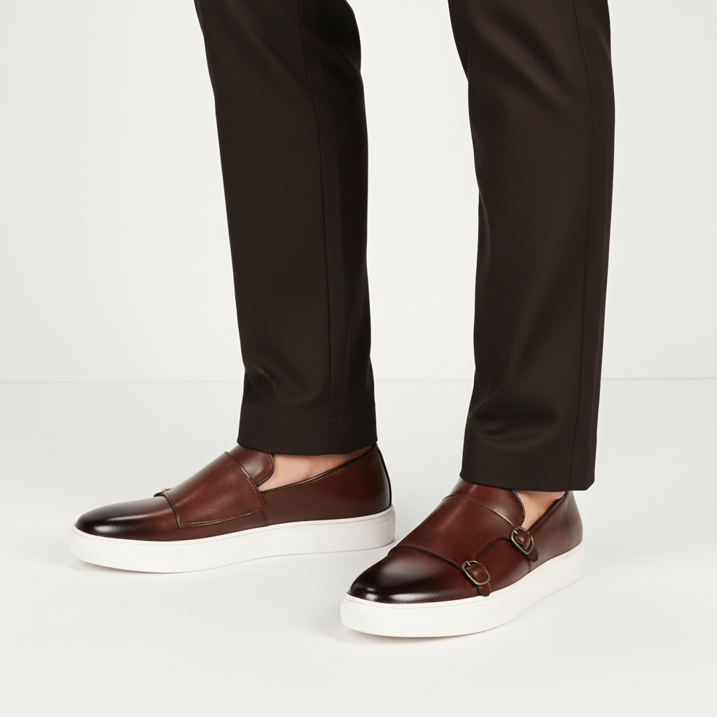 Eleganckie męskie buty z klamrami, doskonałe do biura i na oficjalne okazje. Profesjonalny, modny wygląd.