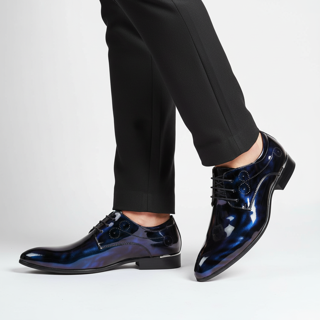 Komfortowe męskie buty biznesowe Hugh ze skóry. Eleganckie obuwie z wkładką, idealne na formalne okazje jesień/zima.